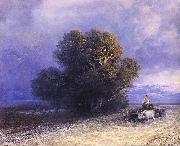 Ivan Aivazovsky Ox Cart Crossing a Flooded Plain painting
